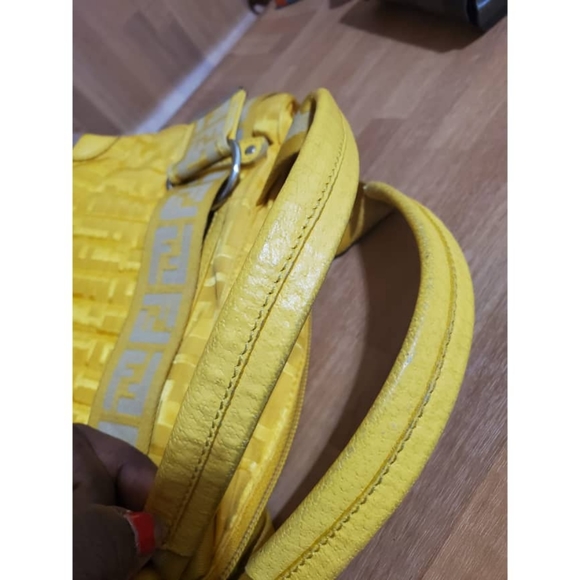 Authentic FENDI Zucca Zip Code Shoulder Yellow Bag - Picture 8 of 12